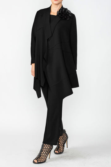 Black Intricate Line Asymmetrical Jacket